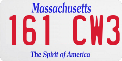MA license plate 161CW3