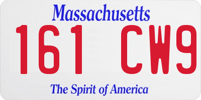 MA license plate 161CW9