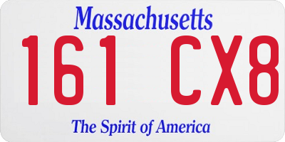 MA license plate 161CX8