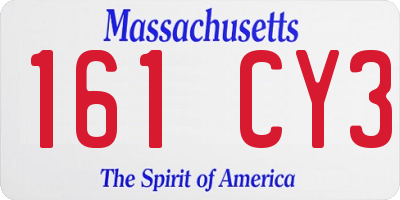 MA license plate 161CY3