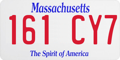 MA license plate 161CY7