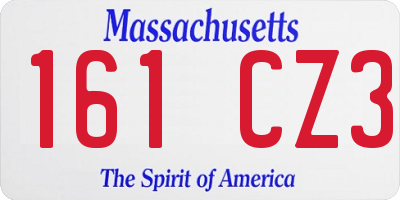 MA license plate 161CZ3