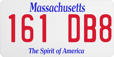 MA license plate 161DB8