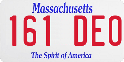 MA license plate 161DE0
