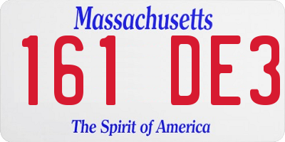MA license plate 161DE3