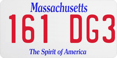 MA license plate 161DG3