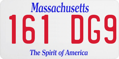 MA license plate 161DG9
