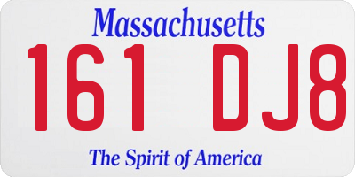 MA license plate 161DJ8