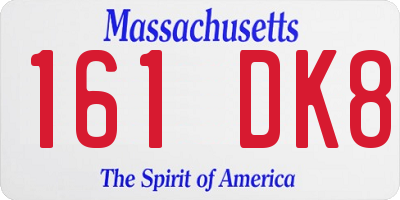 MA license plate 161DK8