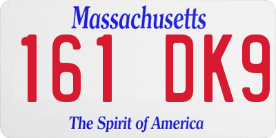 MA license plate 161DK9