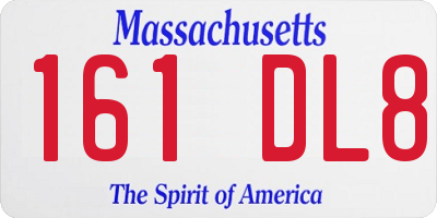 MA license plate 161DL8