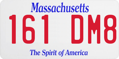 MA license plate 161DM8