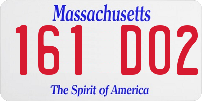 MA license plate 161DO2