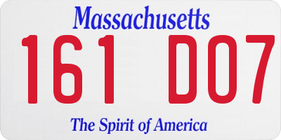 MA license plate 161DO7