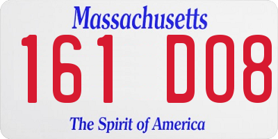 MA license plate 161DO8
