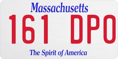 MA license plate 161DP0