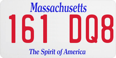 MA license plate 161DQ8