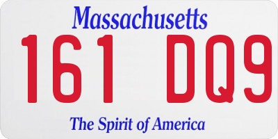 MA license plate 161DQ9