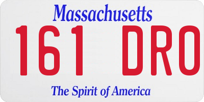 MA license plate 161DR0