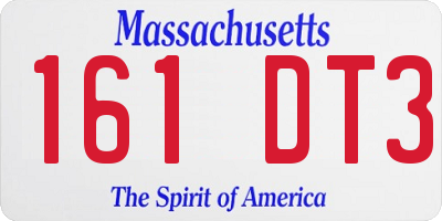 MA license plate 161DT3