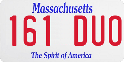 MA license plate 161DU0