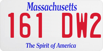 MA license plate 161DW2