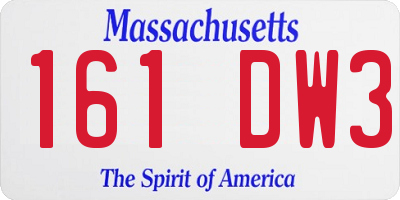 MA license plate 161DW3