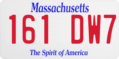 MA license plate 161DW7