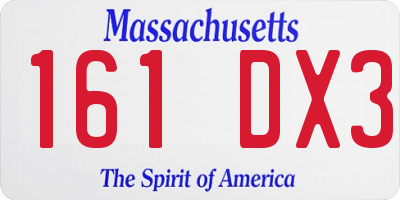 MA license plate 161DX3