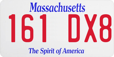 MA license plate 161DX8