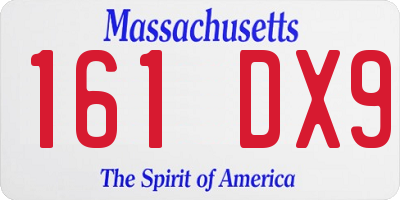 MA license plate 161DX9