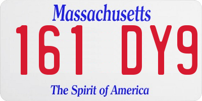 MA license plate 161DY9