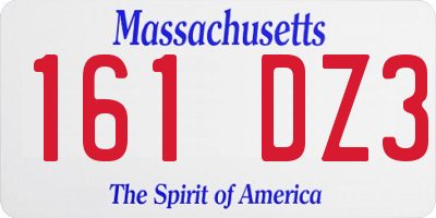 MA license plate 161DZ3