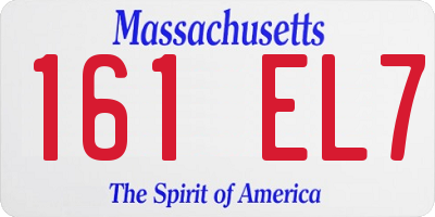 MA license plate 161EL7