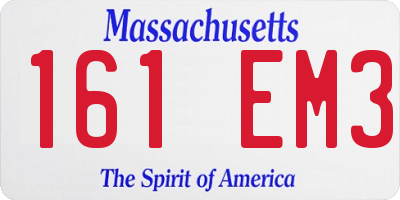 MA license plate 161EM3