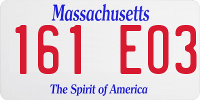 MA license plate 161EO3