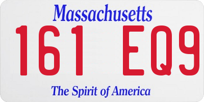 MA license plate 161EQ9