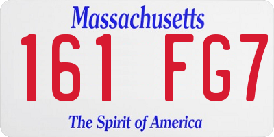 MA license plate 161FG7