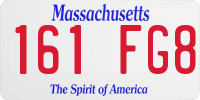 MA license plate 161FG8