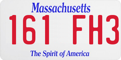 MA license plate 161FH3