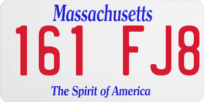 MA license plate 161FJ8