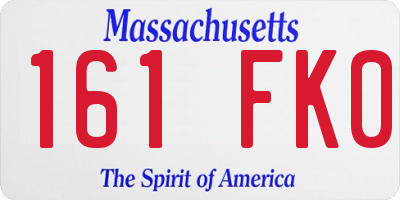 MA license plate 161FK0