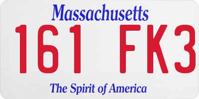 MA license plate 161FK3