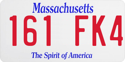 MA license plate 161FK4