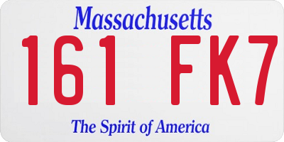 MA license plate 161FK7