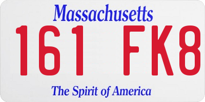 MA license plate 161FK8