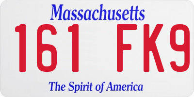 MA license plate 161FK9