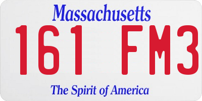 MA license plate 161FM3