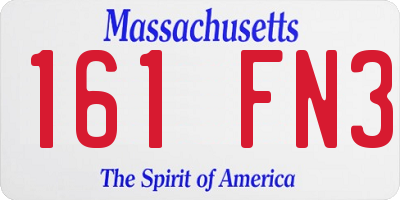 MA license plate 161FN3