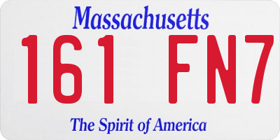 MA license plate 161FN7